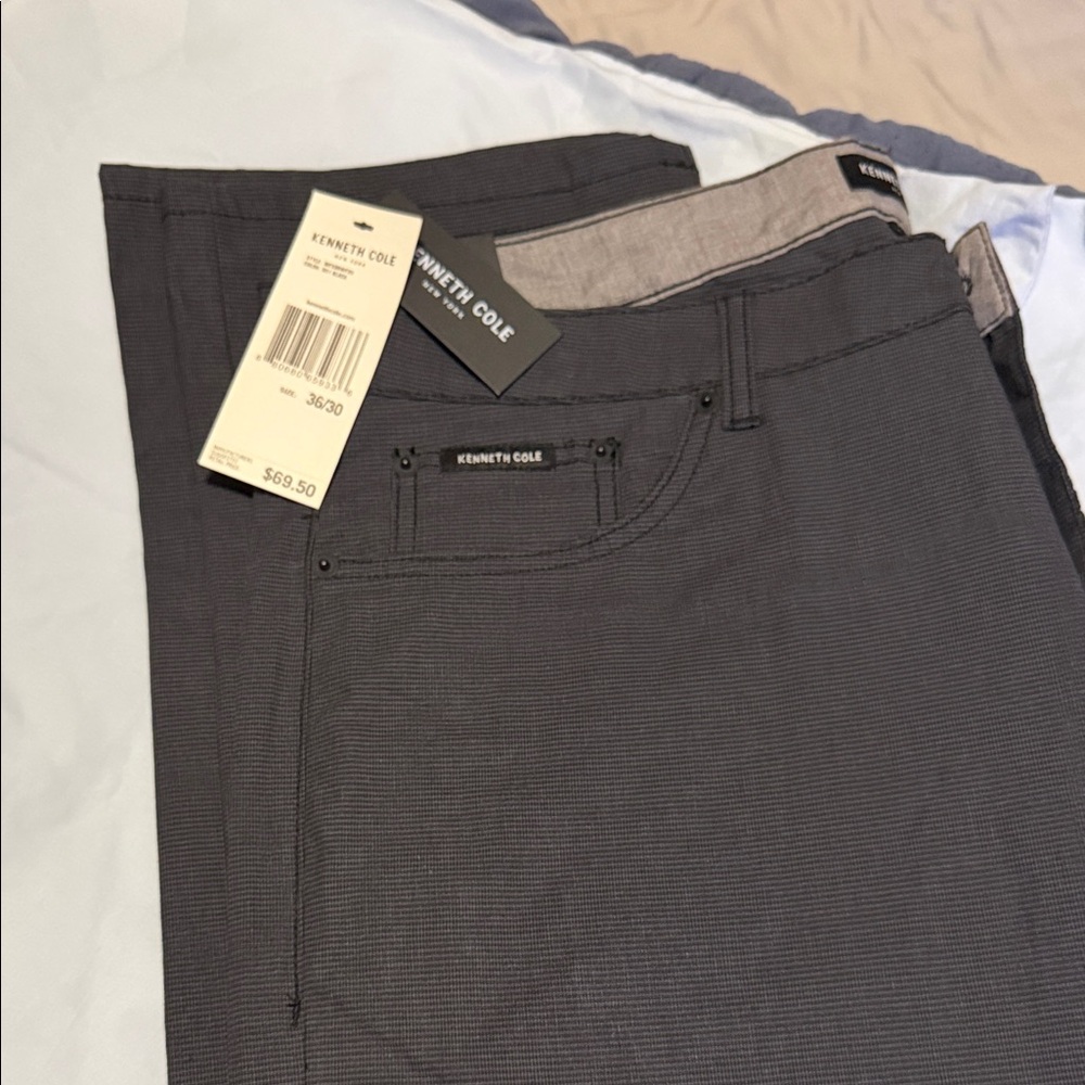 Kenneth Cole Men's Dark Charcoal Textured Chinos